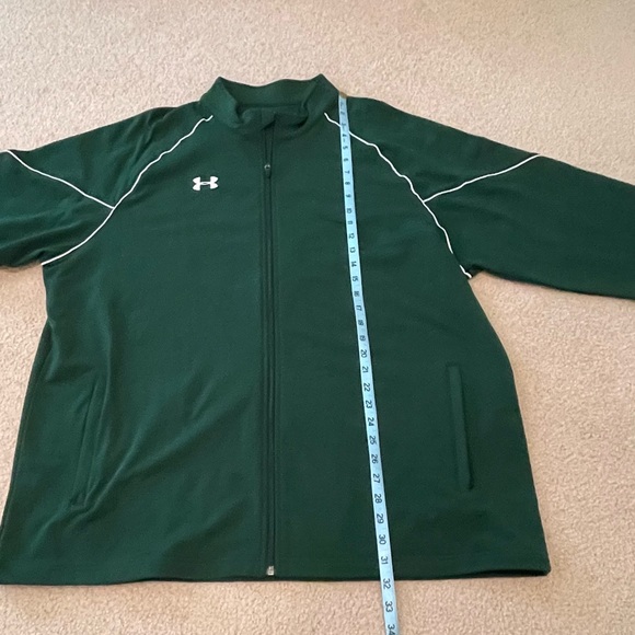 Under Armour Athletic Jacket - Full Zip - Dark Green w/ White Piping - Size: XXL - Picture 3 of 8